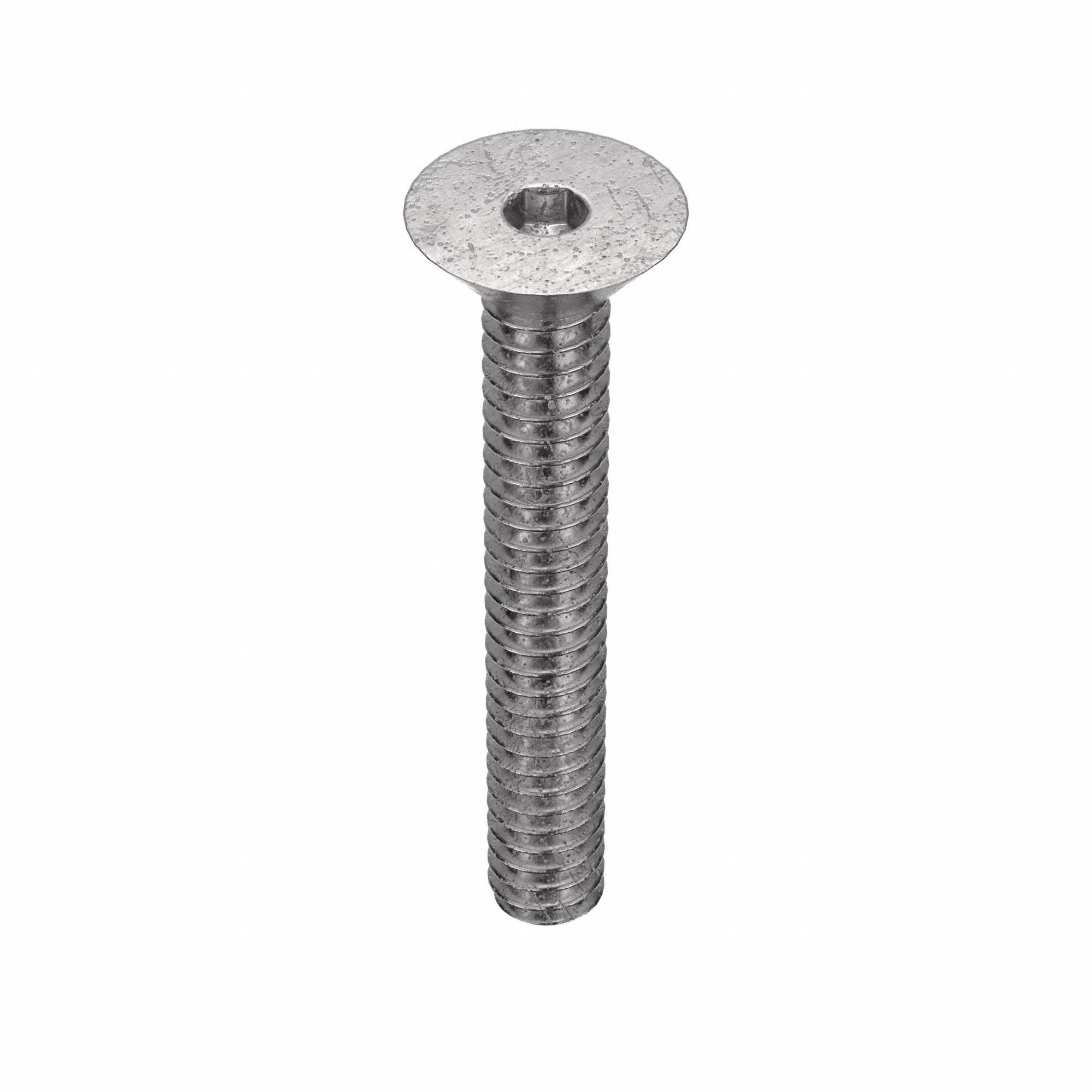 Socket Flat Head Screw: #10-24 Thread Size, 1 1/4 in Lg, Flat, Plain, Stainless Steel, 18-8, 100 PK