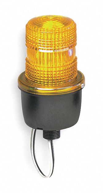 FEDERAL SIGNAL Low Profile Warning Light: Amber, Strobe Tube, 120V AC, 2.2  Joules, Screw-on Dome