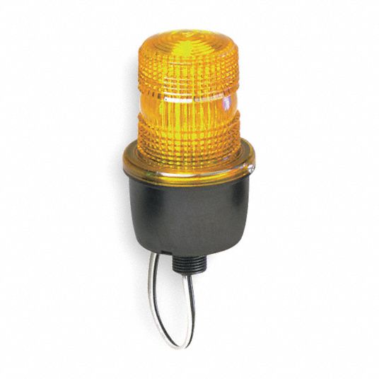 FEDERAL SIGNAL Low Profile Warning Light: Amber, Strobe Tube, 120V AC, 2.2  Joules, Screw-on Dome