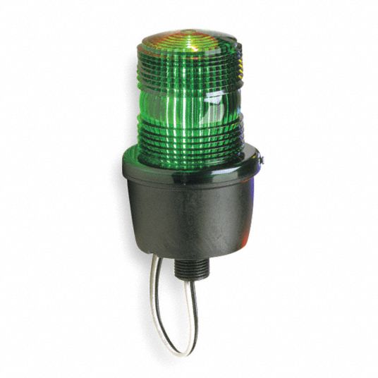 FEDERAL SIGNAL Low Profile Warning Light: Green, Steady Burn LED, 120V AC,  4.1 Joules, Fresnel, 0