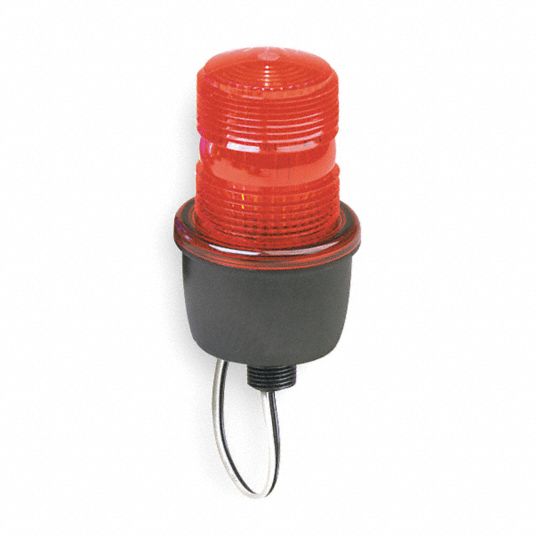 FEDERAL SIGNAL Low Profile Warning Light: Red, Strobe Tube, 12 to 48V DC,  2.2 Joules, Screw-on Dome