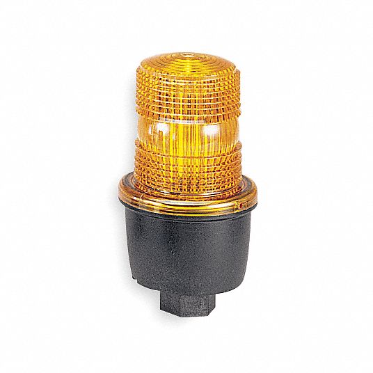 FEDERAL SIGNAL Low Profile Warning Light: Amber, Strobe Tube, 120V AC, 2.2  Joules, Screw-on Dome