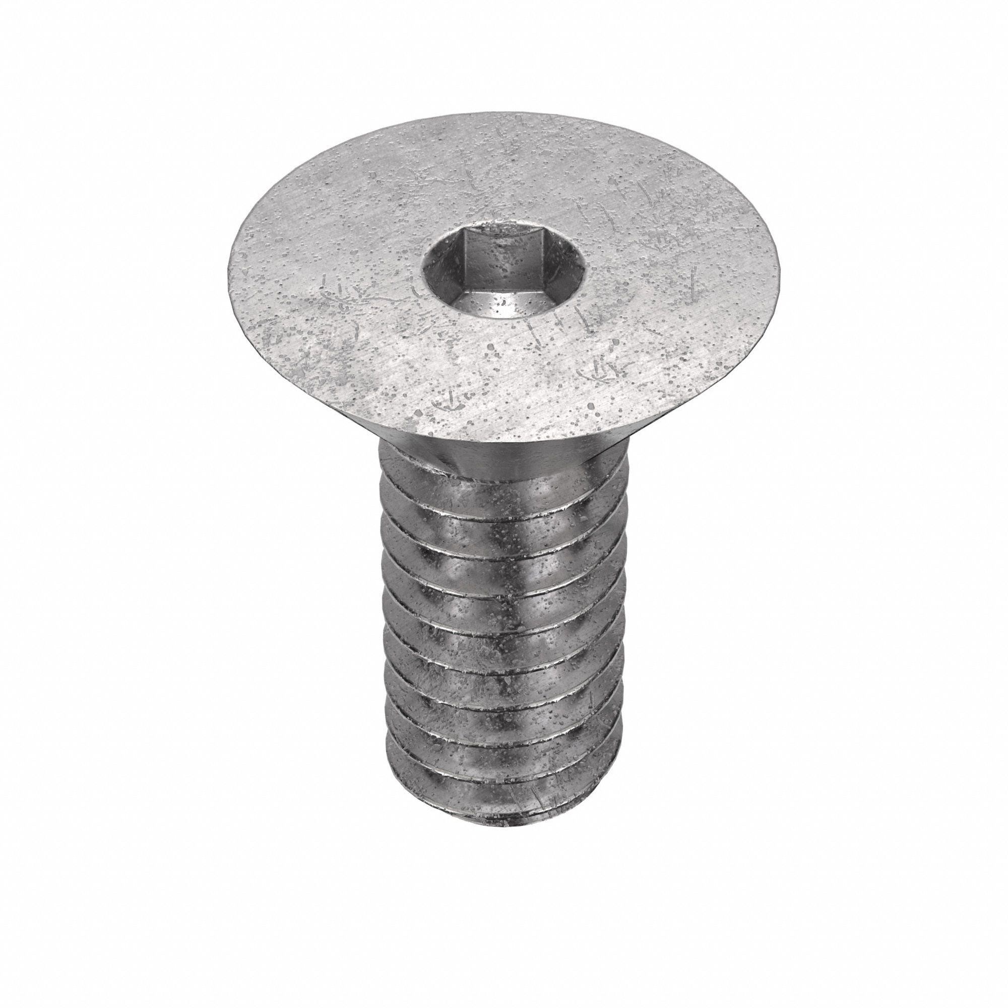 Socket Flat Head Screw: 1/4"-20 Thread Size, 1/2 in Lg, Flat, Plain, Stainless Steel, 18-8, 100 PK