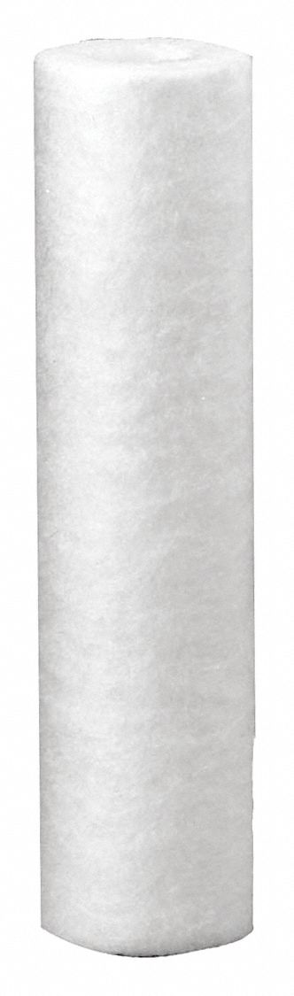 FILTER CARTRIDGE: SOLID, 5 GPM FLOW RATE, 10 MICRON, 9¾ IN H, 80 ° F MAX TEMP