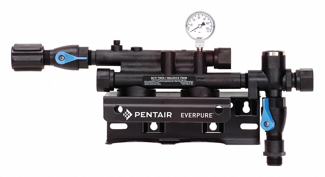 PENTAIR/EVERPURE, 3/4 in, MNPT, Twin Filter Head Assembly - 5WFG8