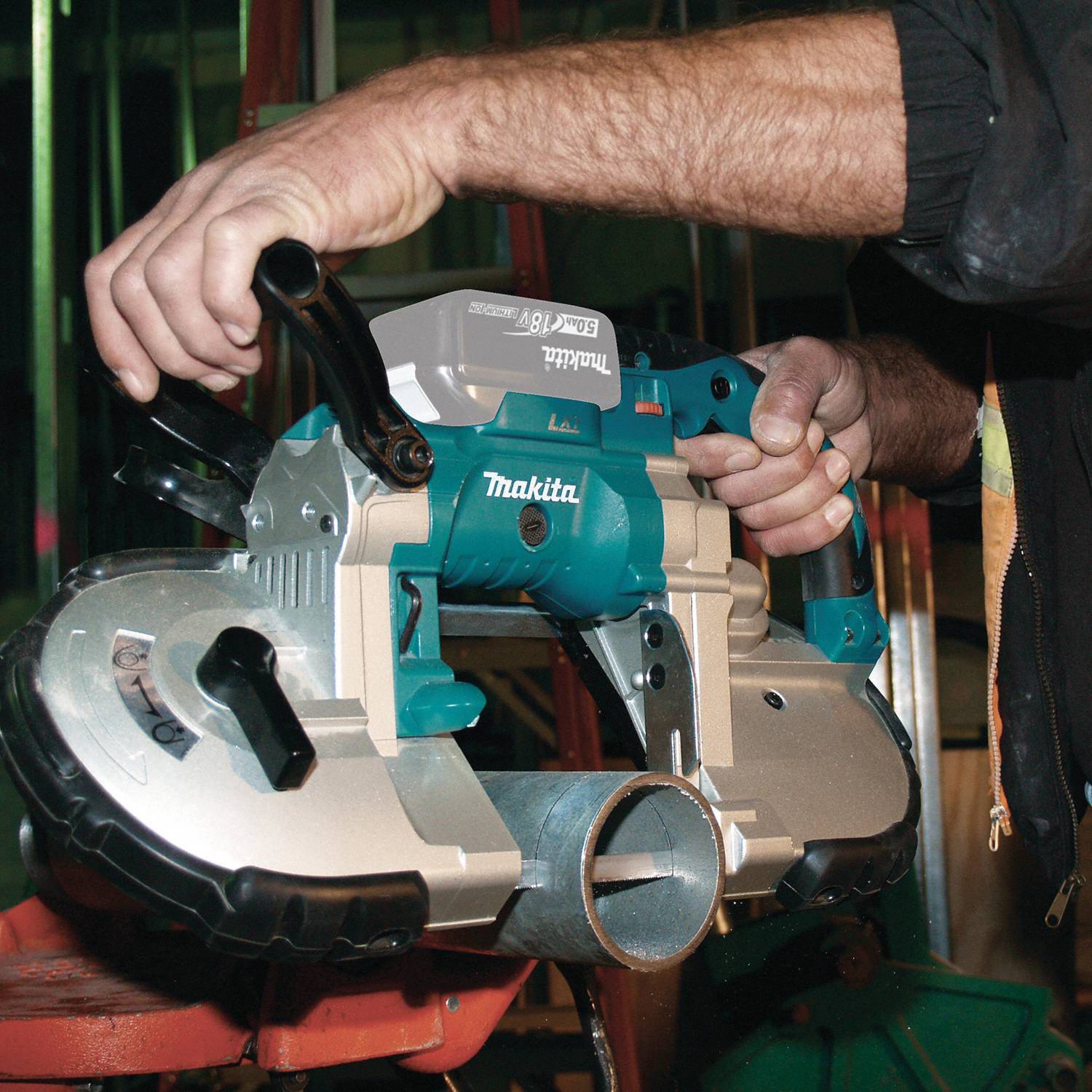 MAKITA Cordless, Portable Band Saw, 18V DC, 44 7/8 in Blade Length 5WFT0XBP02Z Grainger