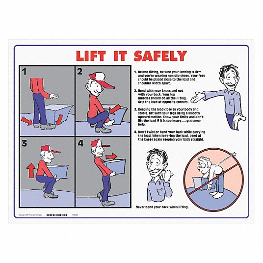 Lifting Poster,  Safety Banner Legend Lift It Safely (Etc.),  18 in x 24 in,  English,  Paper