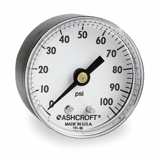 ASHCROFT Pressure Gauge, 0 to 100 psi Range, 1/4" NPT, ±323 Gauge