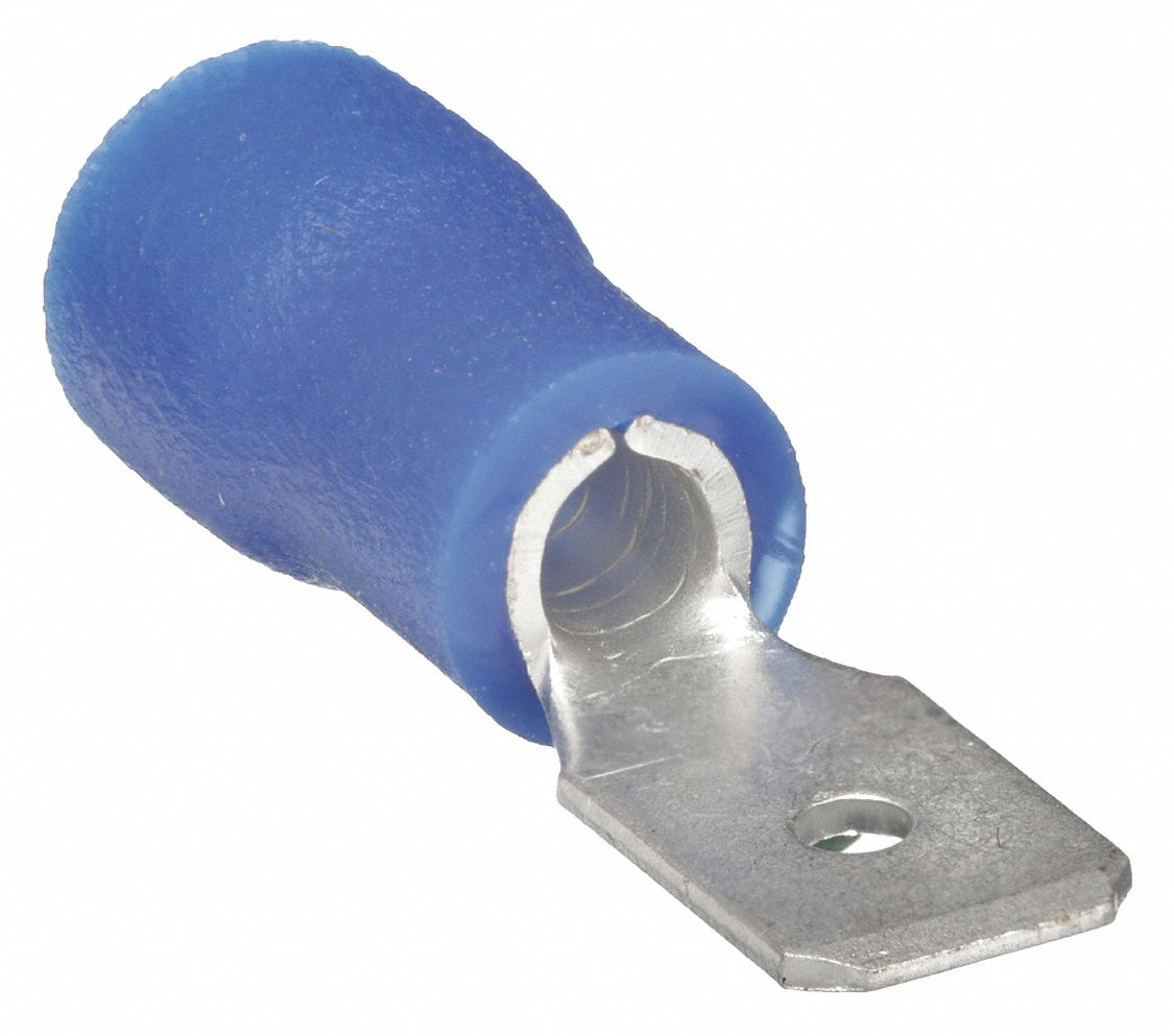 MALE DISCONNECT, BLUE, VINYL, PARTIAL COVERAGE, 16 AWG TO 14 AWG WIRE SIZE RANGE, 100 PK
