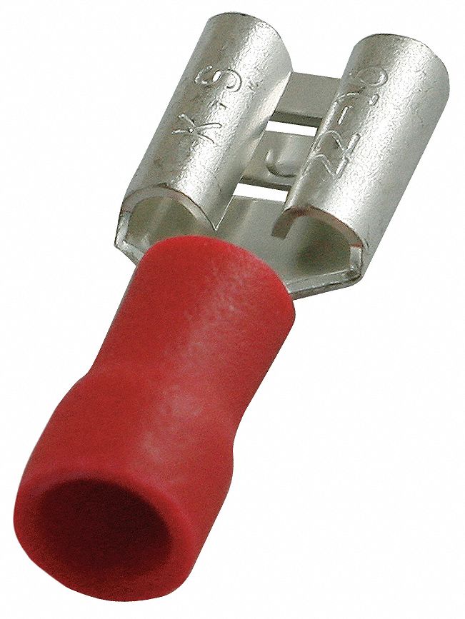 POWER FIRST Red Female Disconnect, Vinyl Insulation Type, 22 to 16 AWG