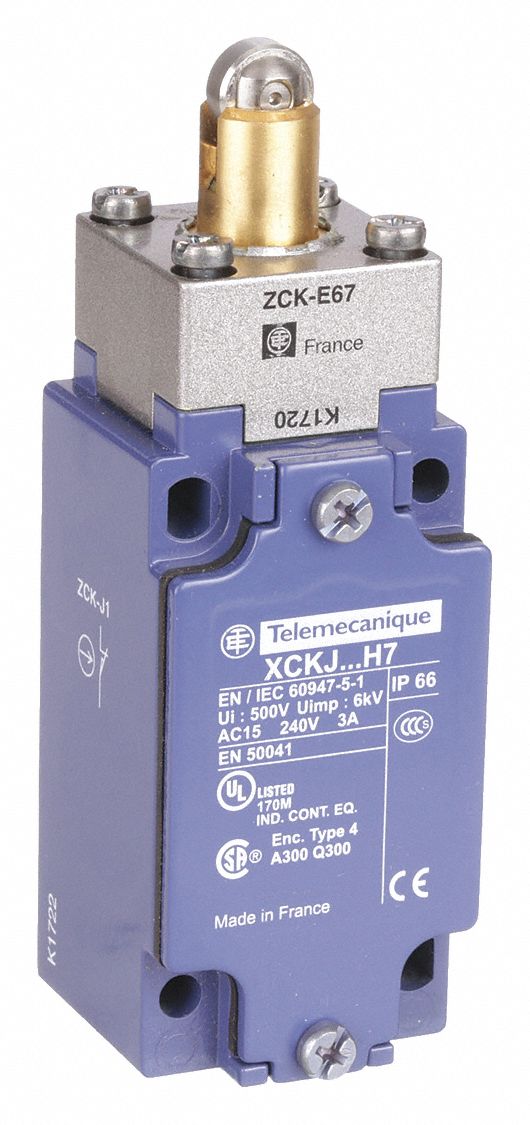 TELEMECANIQUE SENSORS LIMIT SWITCH, ROLLER PLUNGER, NON-METALLIC