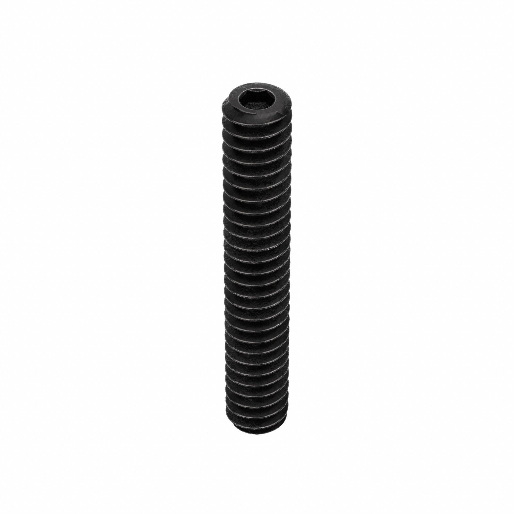Socket Set Screw: #6-32 Thread Size, 7/8 in Overall Lg, Cup pt, Alloy Steel, Black Oxide, 100 PK