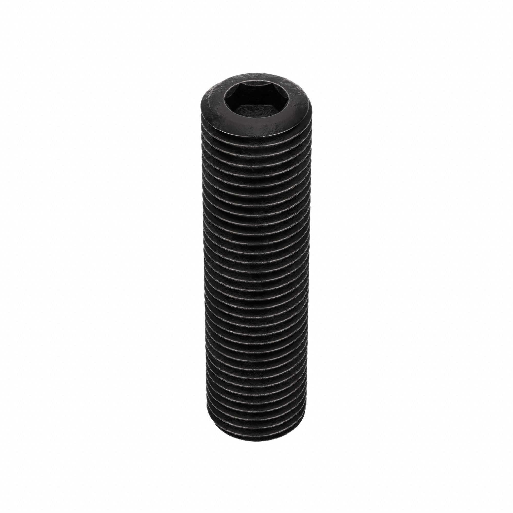 Socket Set Screw: 3/8"-24 Thread Size, 1 1/2 in Overall Lg, Cup pt, Alloy Steel, Black Oxide, 50 PK