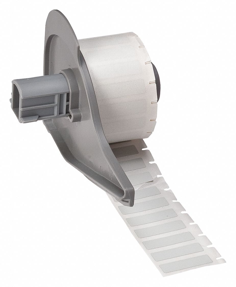 BRADY Precut Label Roll Metallized Polyester, Light Gray ( Matte