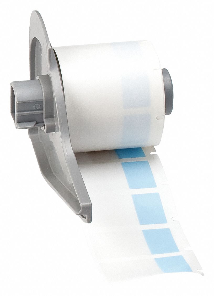 Wraparound Label: 1 1/2 in x 3/4 in, Vinyl, Blue (Matte), For 10 AWG to 4 AWG Wire Gauge