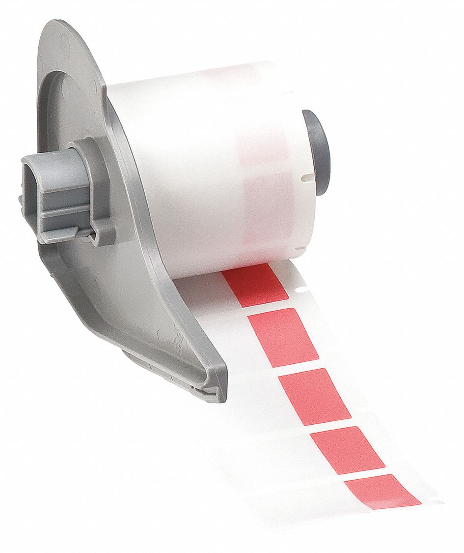 Wraparound Label: 1 1/2 in x 3/4 in, Vinyl, Red (Matte), For 22 AWG to 16 AWG Wire Gauge