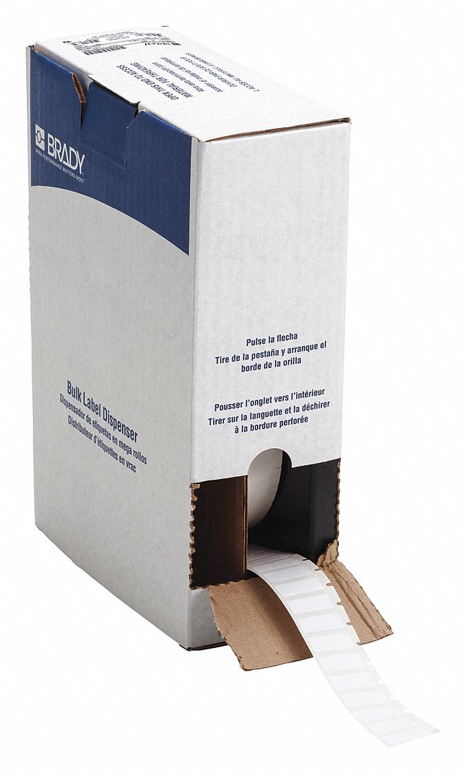 3/8 in x 1 in, Halogen Free Polyester, Precut Label Roll in Box - 5WKN8 ...