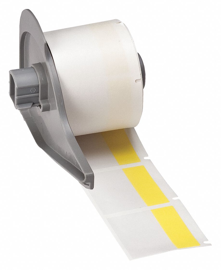 Wraparound Label: 1 1/2 in x 1 1/2 in, Vinyl, Yellow (Matte), For 10 AWG to 4 AWG Wire Gauge
