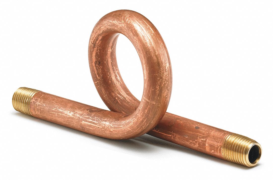 WEKSLER Pressure Gauge Siphon Brass, 1/4 in NPT, 5 3/8 in Lg, Pigtail