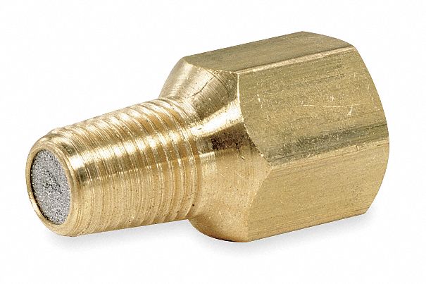 Pressure Gauge Snubber: Brass, Filter, 1/4 in NPT, 1,500 psi Max. Pressure