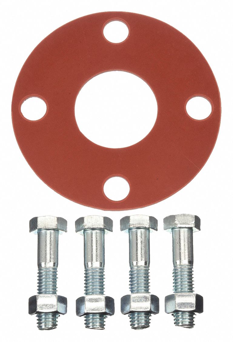 FULL FACE FLANGE GASKET: CLASS 150, SBR, FOR 2 IN PIPE, ⅛ IN THICK, RED, 2⅜ IN ID