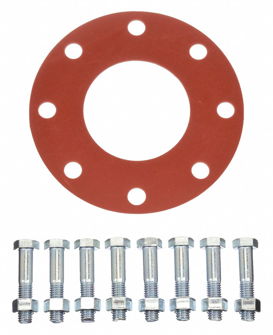 FULL FACE FLANGE GASKET: CLASS 150, SBR, FOR 6 IN PIPE, ⅛ IN THICK, RED, 6⅝ IN ID