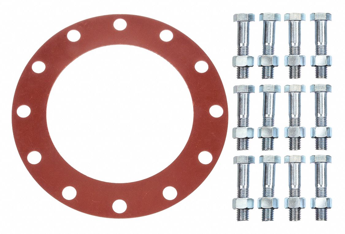 FULL FACE FLANGE GASKET: CLASS 150, SBR, FOR 12 IN PIPE, ⅛ IN THICK, RED, 12¾ IN ID