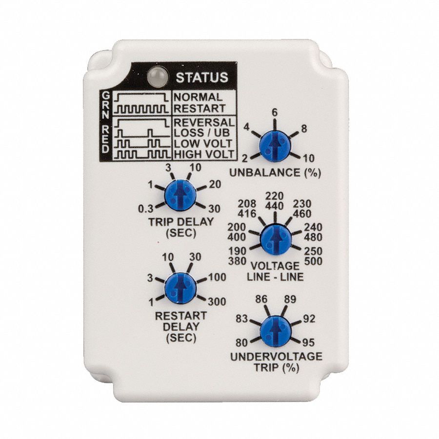 MACROMATIC Phase Monitor Relay, 190 to 500V AC, 10A 277V, 7A 30V, 8