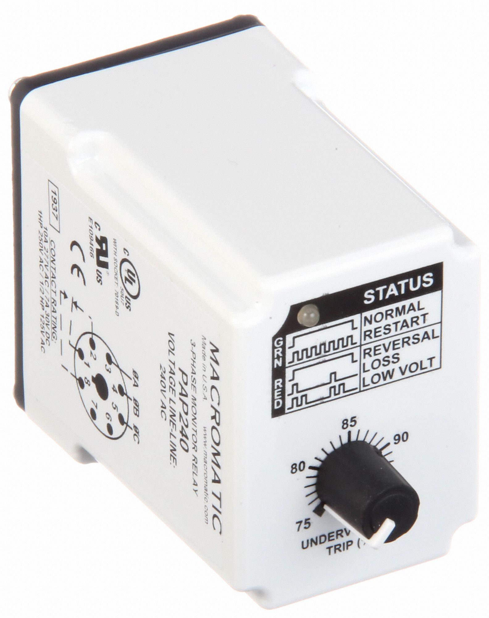SSAC 240VAC Three Phase Line Voltage Monitor with Base Socket PLM6405 