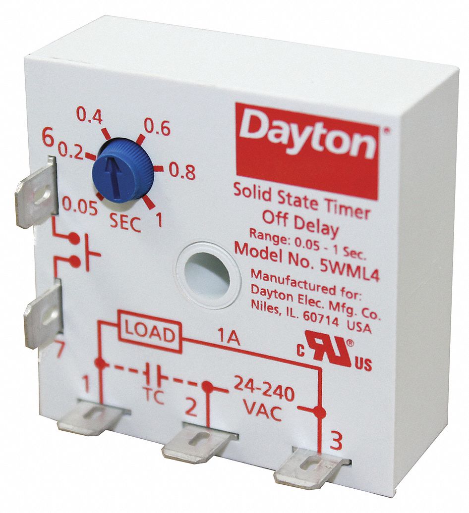 5WML4 DAYTON Encapsulated Timing Relay,24VAC,1A 