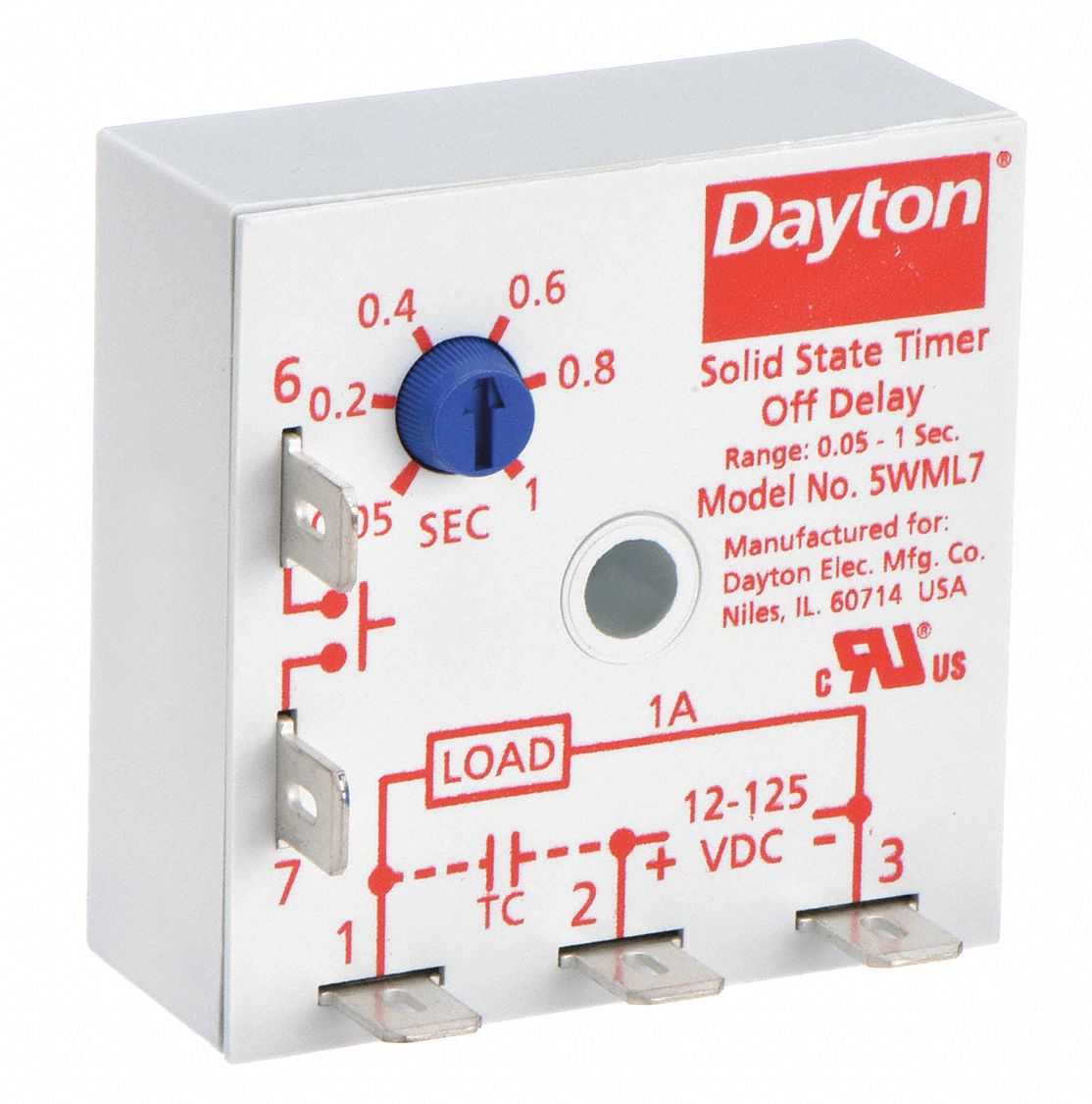 SINGLE FUNCTION ENCAPSULATED TIMING RELAY, SURFACE RELAY MOUNTING, 12 TO 125V DC