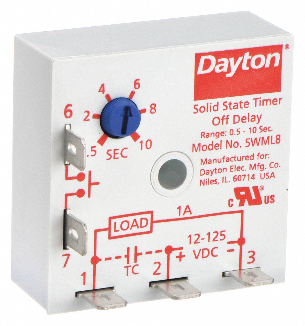 SINGLE FUNCTION ENCAPSULATED TIMING RELAY, SURFACE RELAY MOUNTING, 12 TO 125V DC