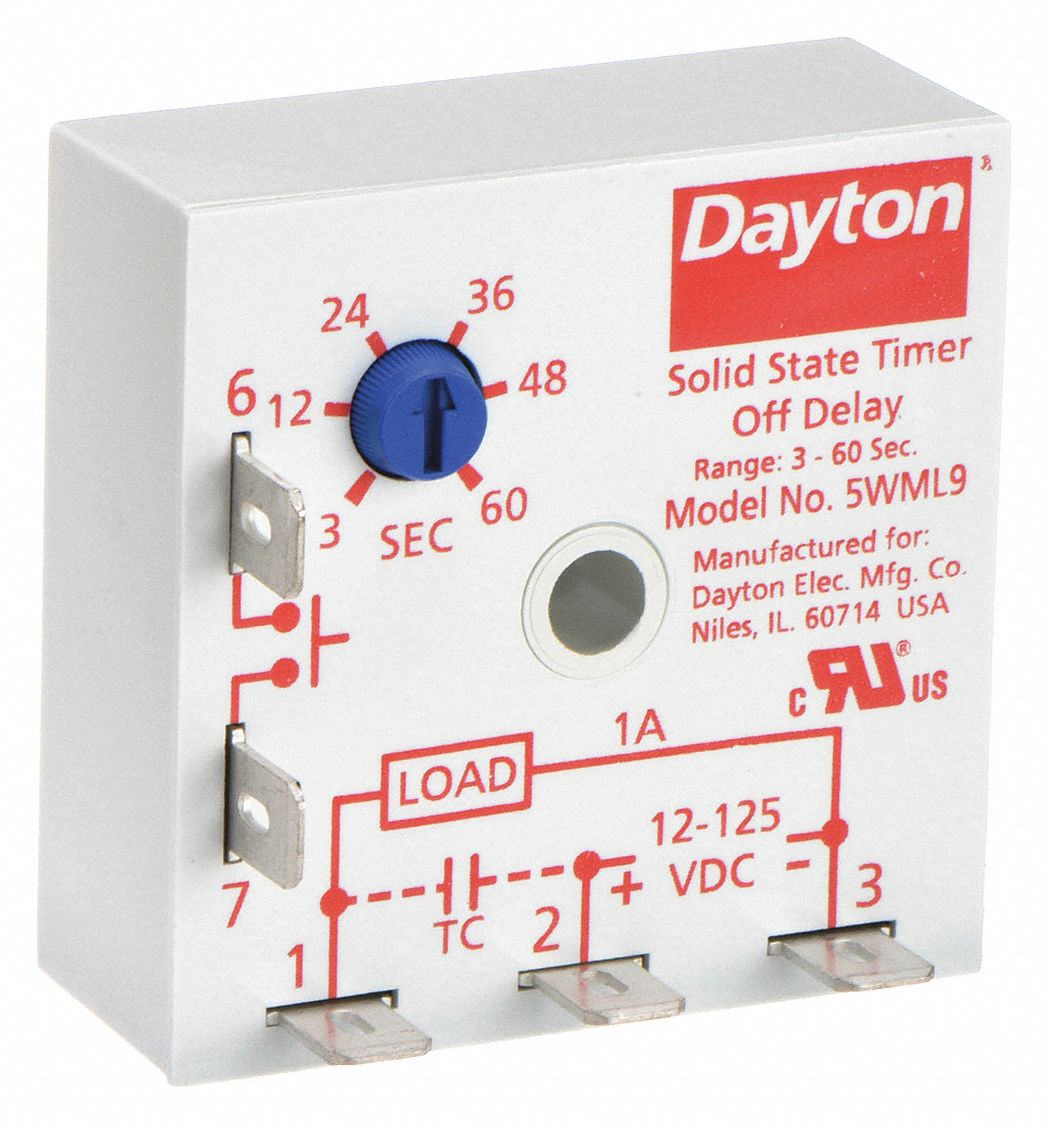 SINGLE FUNCTION ENCAPSULATED TIMING RELAY, SURFACE RELAY MOUNTING, 12 TO 125V DC