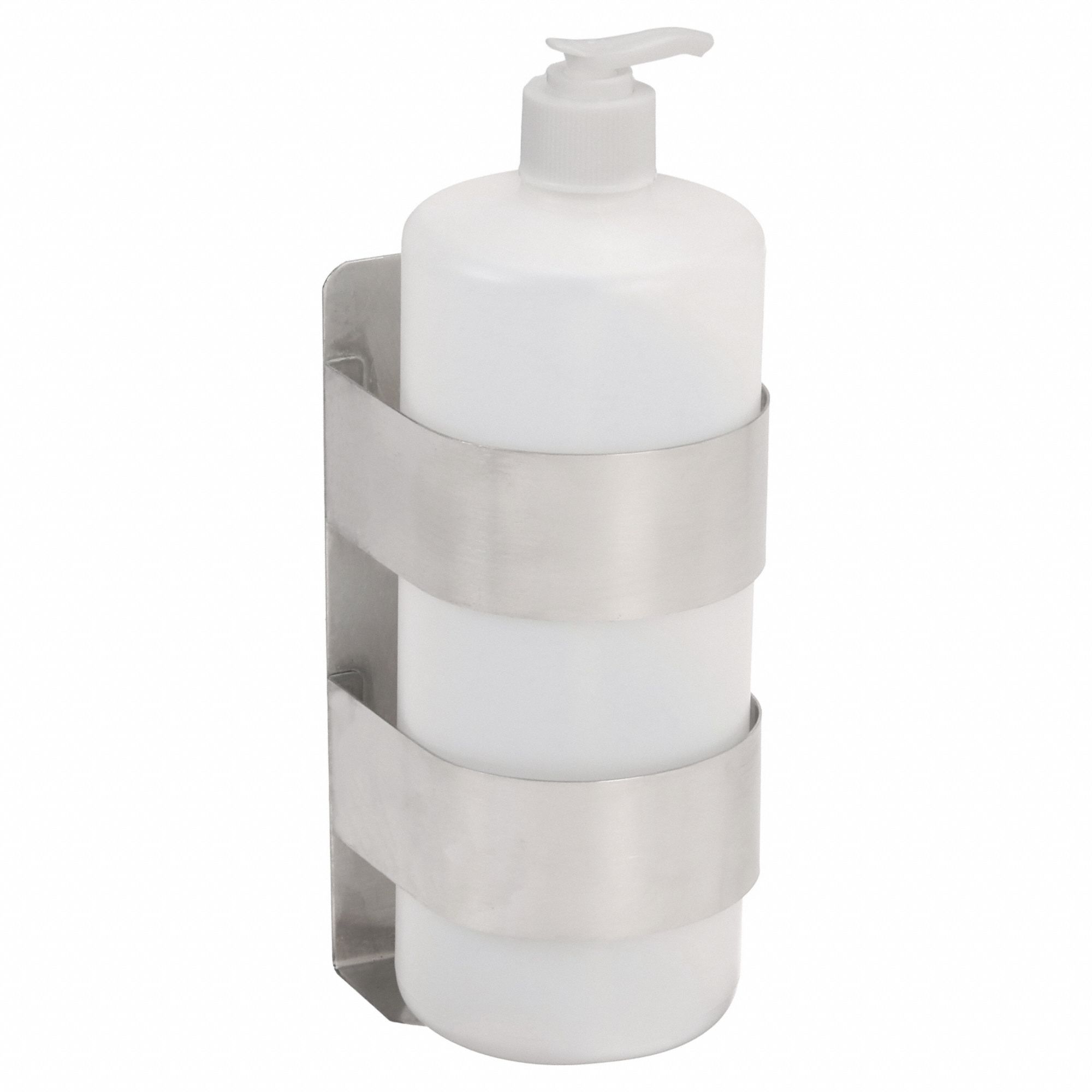 BOTTLE HOLDER LIQUID SOAP DISPENSER, 304 STAINLESS STEEL, SILVER, 32 OZ