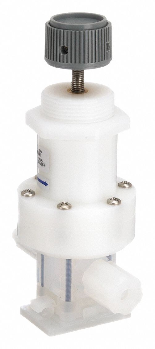 Pressure Regulator: Modified PTFE, PTFE, Parflare x Parflare, 1/4 in Inlet Connection Size