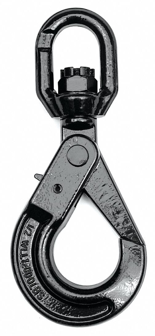 SLIP HOOK, 12,000 LB WORKING LOAD LIMIT, 80 HOOK GRADE, STEEL, ½ IN MATERIAL THICK, SWIVEL