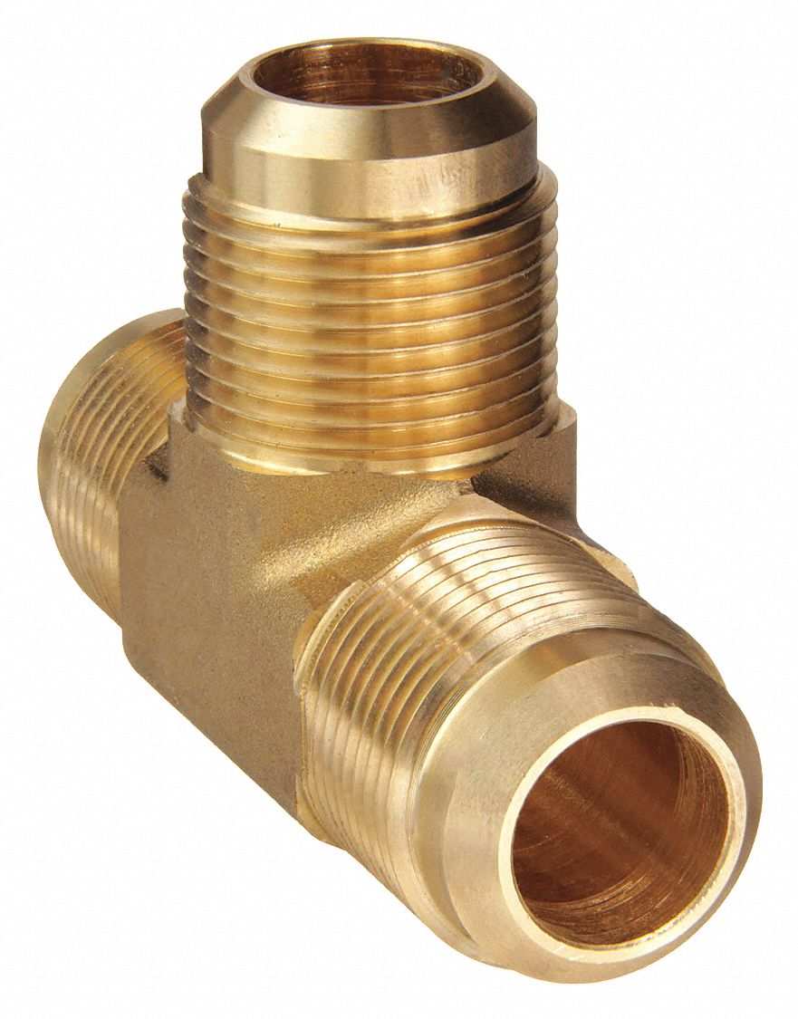 Flared Fitting Tee: 3/4 in OD x 3/4 in OD x 3/4 in OD Fitting Size, Flared, Brass