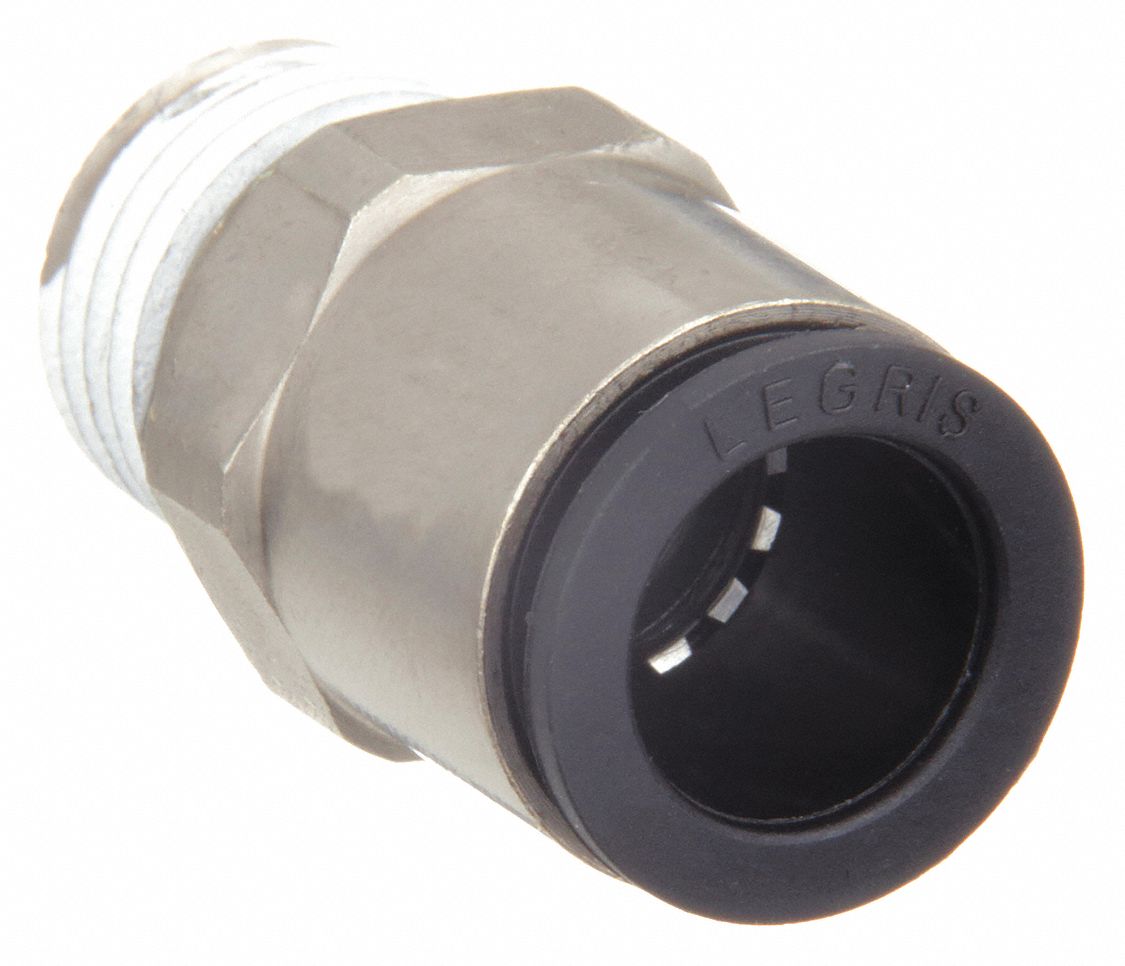 MALE CONNECTOR: NYLON, PUSH-TO-CONNECT X MNPT, FOR 5/16 IN TUBE OD, ⅜ IN PIPE, 10 PK