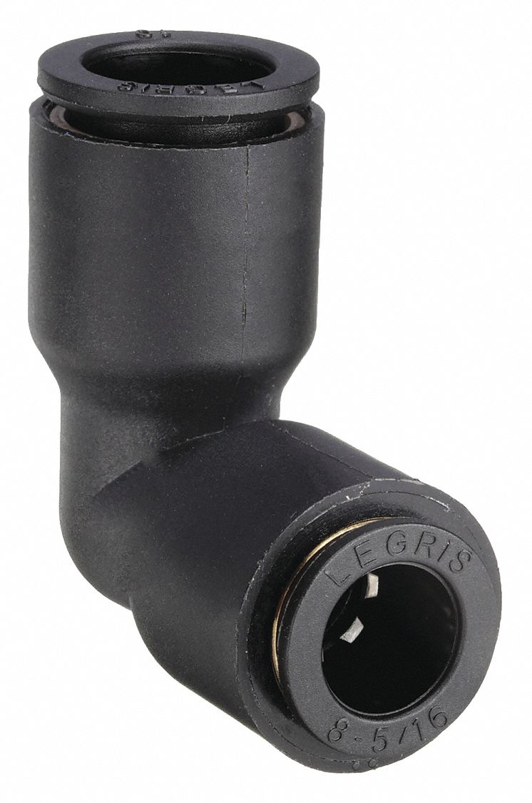 Push-Fit Elbow Fitting: 8 mm OD x 10 mm OD Size, Push-to-Connect x Push-to-Connect, 10 PK