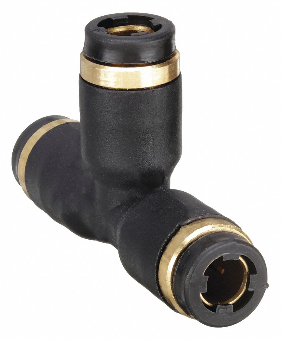 TEE: NYLON, PUSH-TO-CONNECT X PUSH-TO-CONNECT X PUSH-TO-CONNECT, 1 11/16 IN L, 10 PK