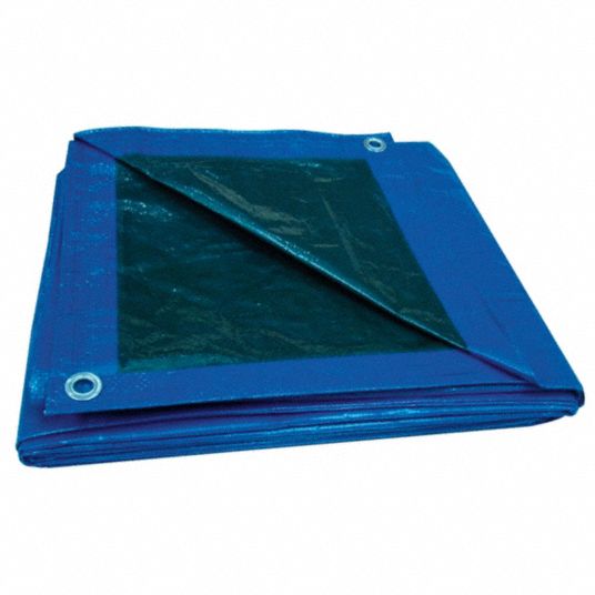 GRAINGER APPROVED 5.1 mil Polyethylene Waterproof Tarp, Blue/Green, 11 ft 4 in x 24 ft 4 in