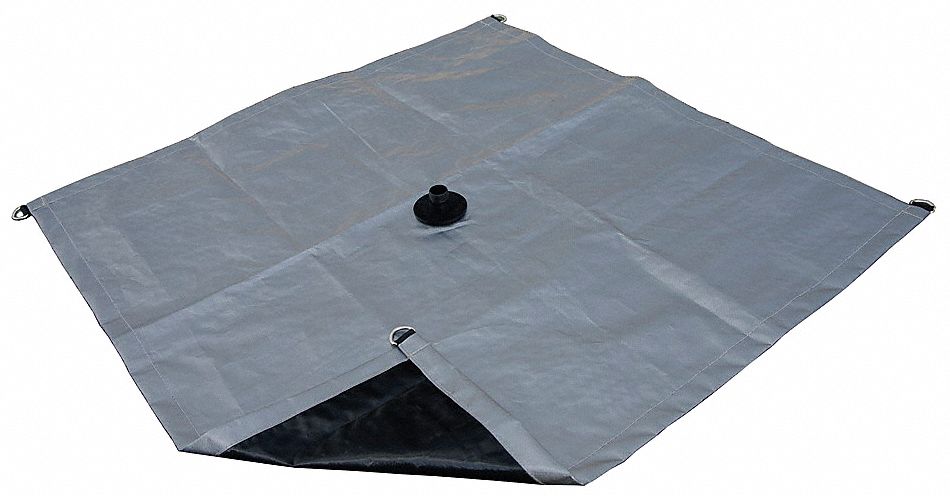 DRAINAGE TARP, 12 X 12 FT, POLYETHYLENE, BLACK/SILVER, 1 LEAK DIVERTER