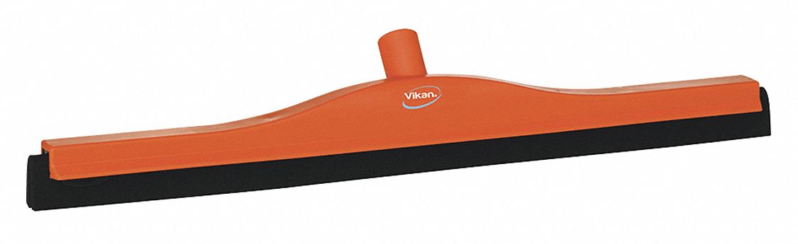Floor Squeegee: Double-Blade, Threaded, European Thread, 24 in Blade Wd, Straight, Orange
