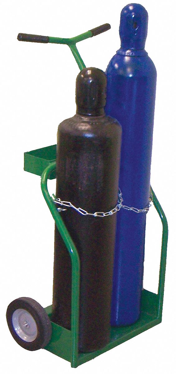 WELDING CYLINDER HAND TRUCK, 2 CYLINDER CAPACITY, 250 LB LOAD CAPACITY, 8 X 18 IN, CHAIN