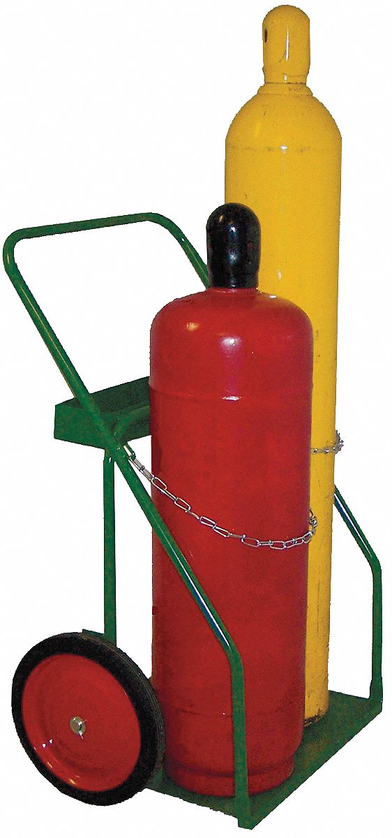 WELDING CYLINDER HAND TRUCK, 2 CYLINDER CAPACITY, 400 LB LOAD CAPACITY, 12 X 21 IN, CHAIN