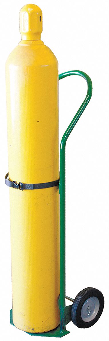 STANDARD CYLINDER HAND TRUCK, 1 CYLINDER CAPACITY, 250 LB LOAD CAPACITY, 6 X 14 IN, STRAP, SINGLE