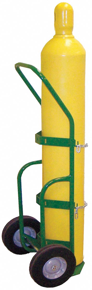 STANDARD CYLINDER HAND TRUCK, 1 CYLINDER CAPACITY, 400 LB LOAD CAPACITY, 6 X 15 IN, CHAIN, SINGLE