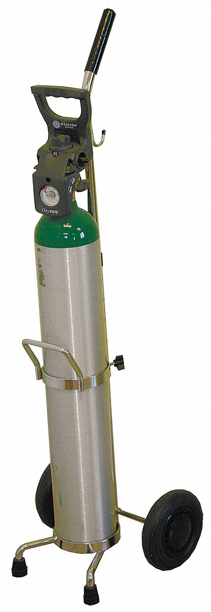TWO-WHEEL TILT-BACK VERTICAL MEDICAL CYLINDER CART, 100 LB LOAD CAPACITY