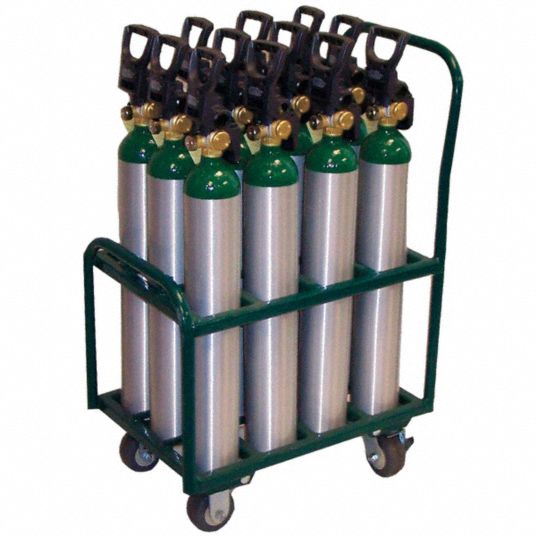 SAFTCART Four-Wheel Vertical Medical Cylinder Cart, 2,400 lb Load ...