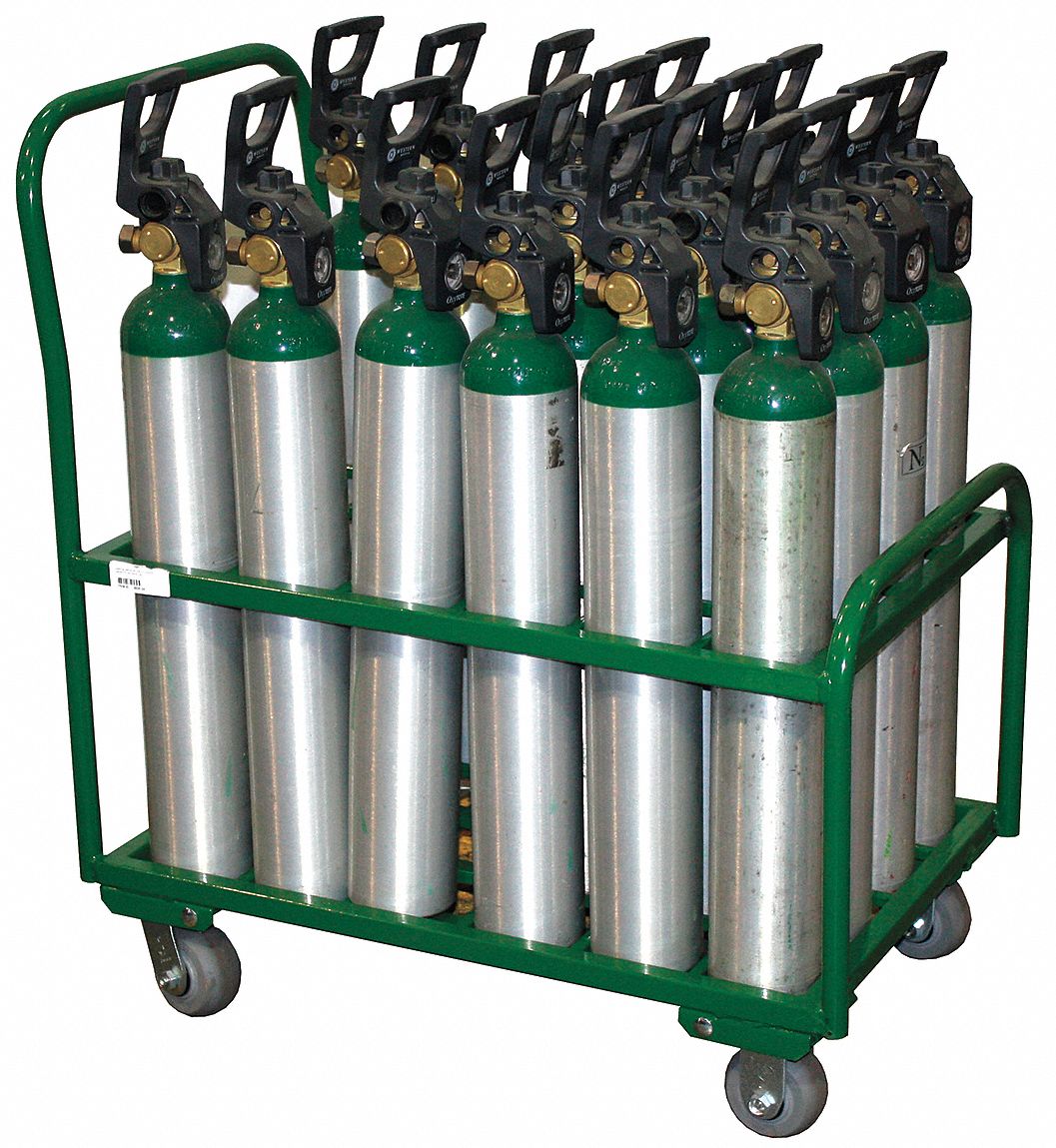 FOUR-WHEEL VERTICAL MEDICAL CYLINDER CART, 2,400 LB LOAD CAPACITY, VERTICAL